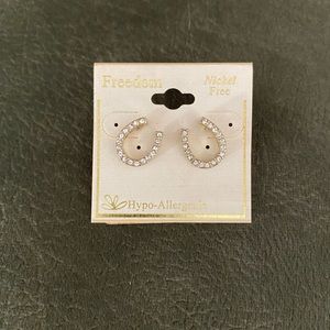 Gold with diamond accent horseshoe earrings